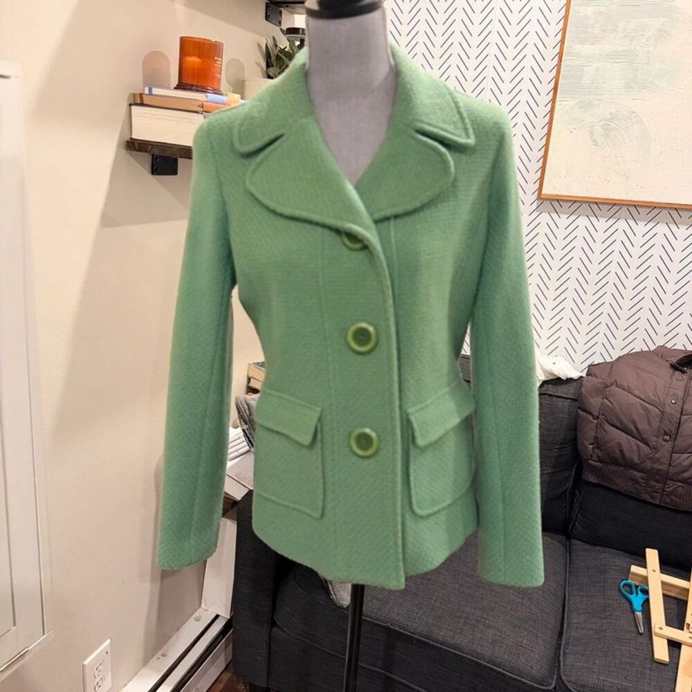 Vintage Frenchi Lime Green pea coat